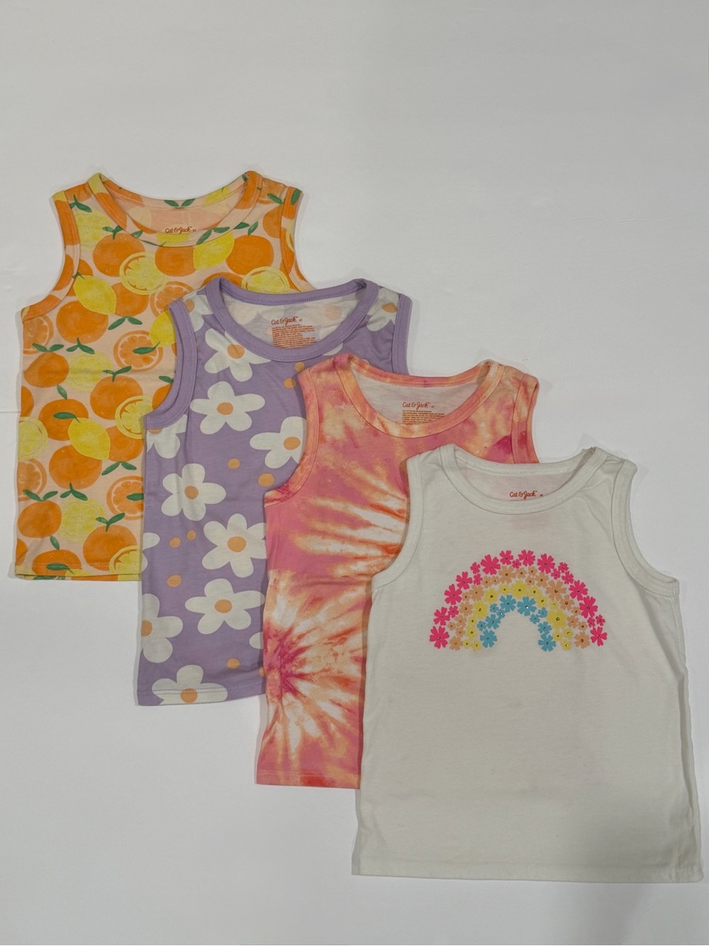 Cat & Jack Toddler Girls 4-Pack Sleeveless Tank Tops Bundle - 4T